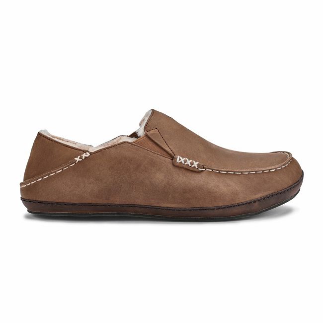 Olukai Men's Moloa Slipper - Toffee / Dark Wood US635-704